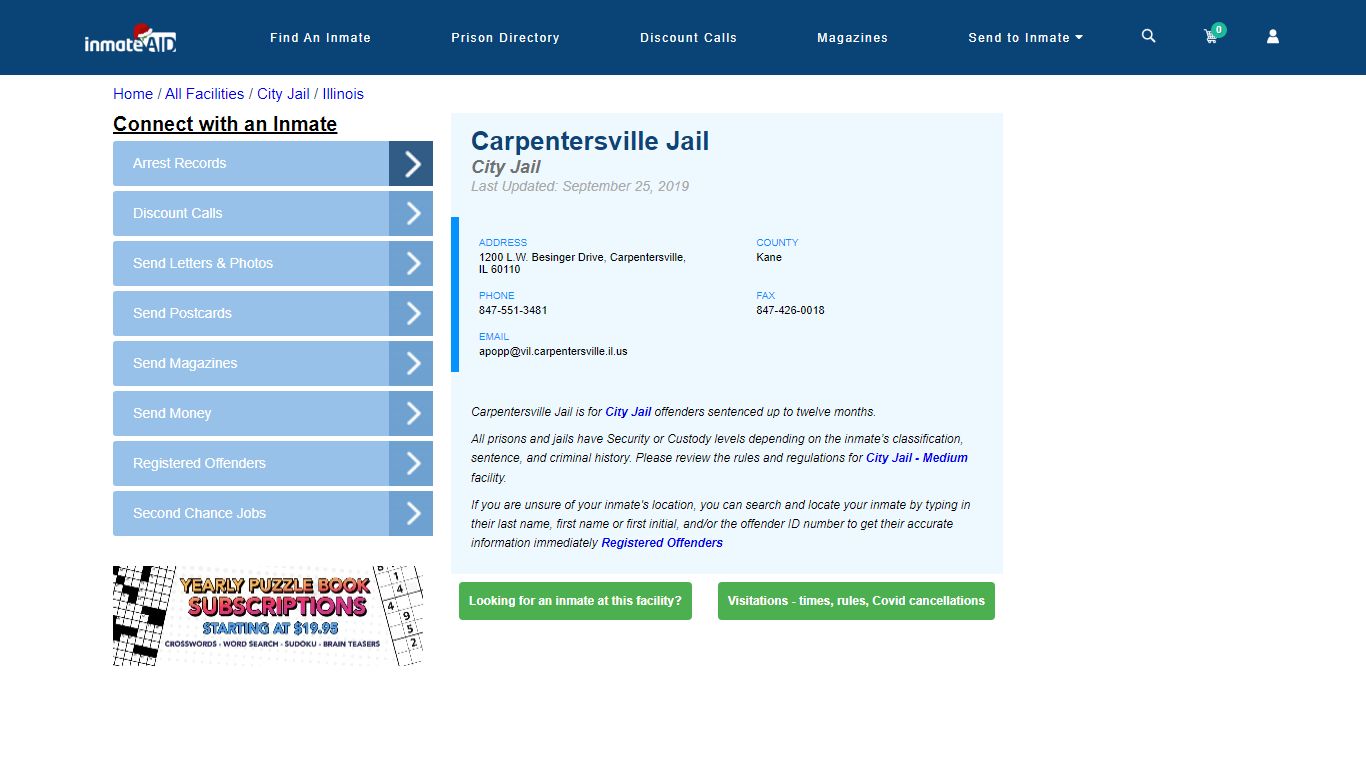 Carpentersville Jail | Inmate Locator